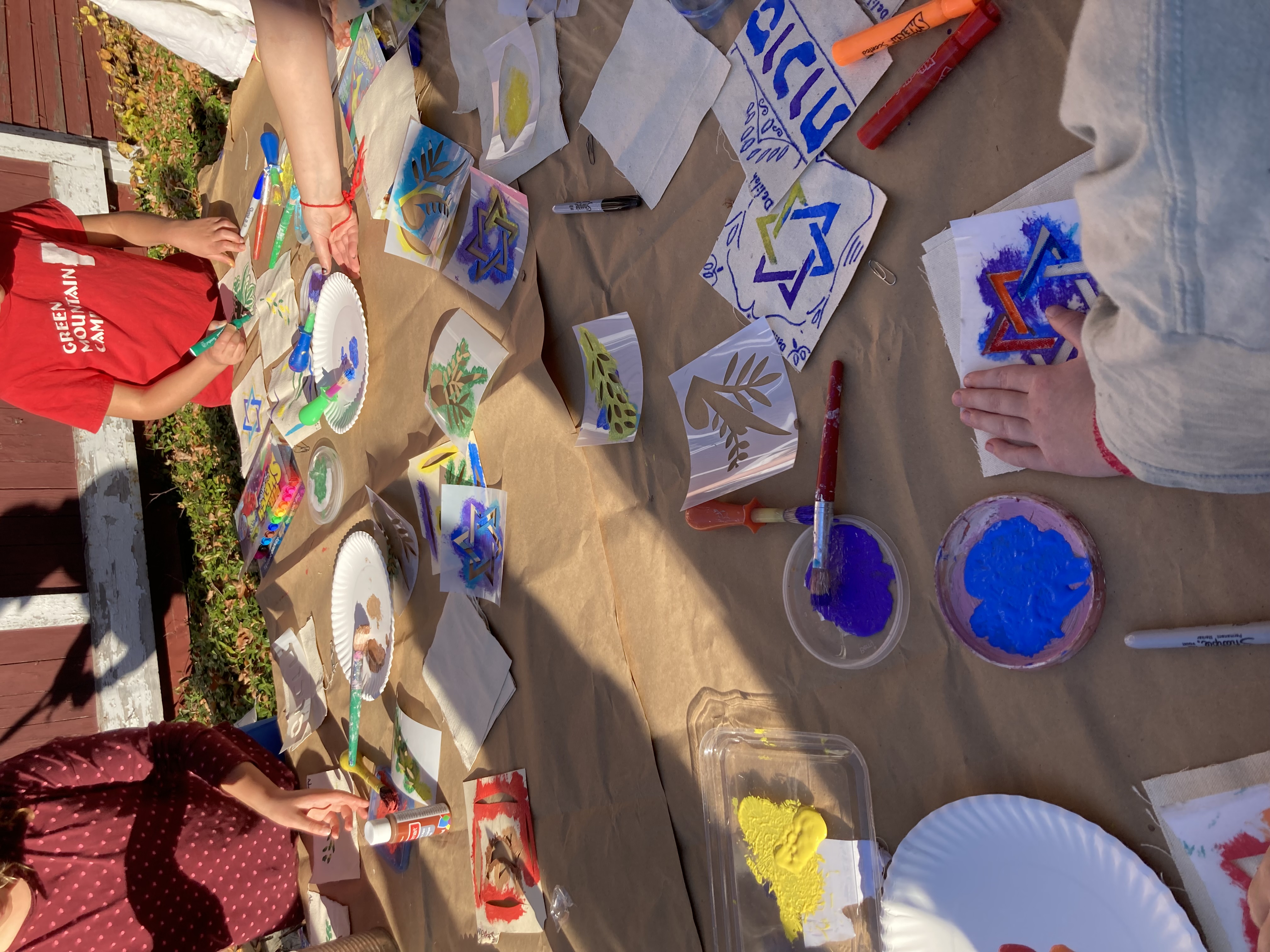 Making decorations for the sukkah